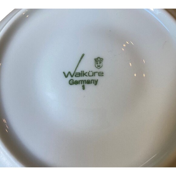 Walkure Germany 3 Demitasse Cups & Saucers Green Lime Speckling - Picture 4 of 6